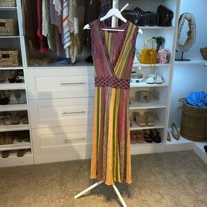 Colorful striped midi dress by Haute Rogue